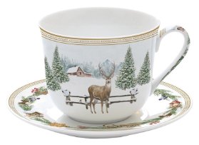Porcelánový šálek a podšálek White Forest