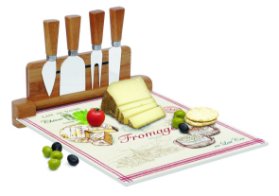 Skleněné prkénko s noži na sýry Fromage