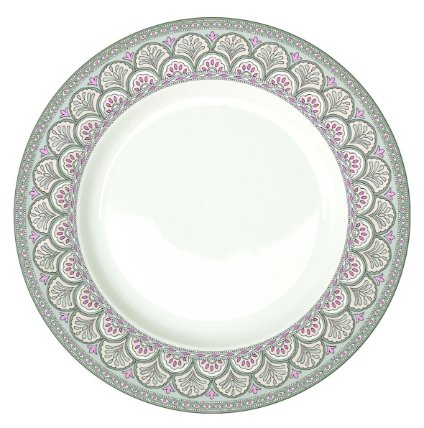 Porcelánový jídelní talíř Kalamkari Sage zelený