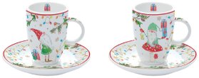 Sada porcelánových hrnků s podšálkem Ready For Christmas