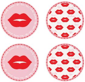 Sada čtyř porcelánových odkládacích talířků Twist & Match Red