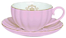 Porcelánový šálek a podšálek Pink Royal