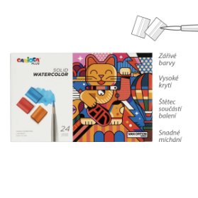 Carioca PLUS akvarelové barvy Solid, pouzdro, 24ks