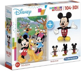 Clementoni Puzzle Supercolor Mickey Mous / 104 dílků + 3D model