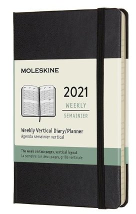 Moleskine Diář 2021 černý S, týdenní, tvrdý, vertikální