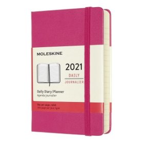 Diář Moleskine 2021 denní tvrdý růžový S