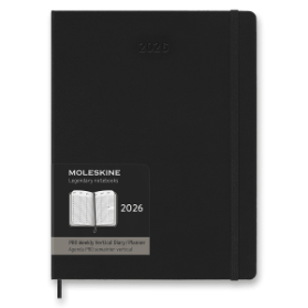Diář Moleskine 2026 - PRO, tvrdé desky, XL, týdenní, vertikální, černý