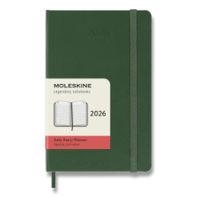 Diář Moleskine 2026 - tvrdé desky, S, denní, tmavě zelený