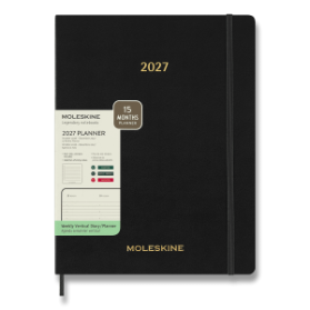 Diář Moleskine Essential 2027 - měkké desky, XXL, týdenní, vertikální, černý