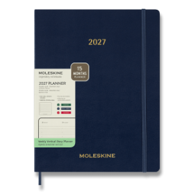 Diář Moleskine Essential 2027 - měkké desky, XXL, týdenní, vertikální, modrý