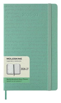 18měsíční diář Moleskine Colored Patterned 2026-27 - tvrdé desky, L, týdenní, světle zelen