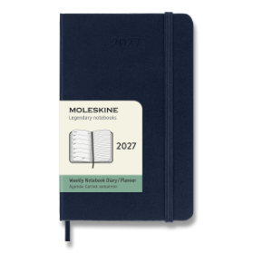 Diář Moleskine 2027 - tvrdé desky, S, týdenní, modrý