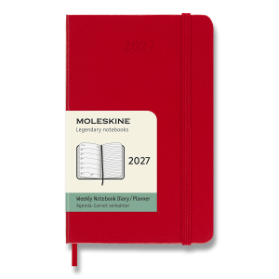 Diář Moleskine 2027 - tvrdé desky, S, týdenní, červený