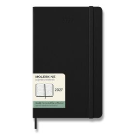 Diář Moleskine 2027 - tvrdé desky, L, týdenní, horizontální, černý