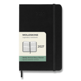Diář Moleskine 2027 - tvrdé desky, S, týdenní, vertikální, černý