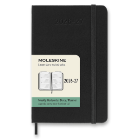 18měsíční diář Moleskine 2026-27 - tvrdé desky, S, týdenní, horizontální, černý