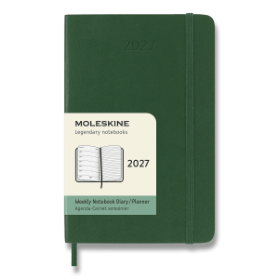 Diář Moleskine 2027 - měkké desky, S, týdenní, zelený