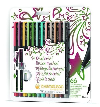 Set Chameleon Fineliner - detailní popisovače, 12ks - syté tóny