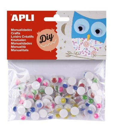 APLI oči kulaté O 10 mm samolepicí - mix barev 100 ks