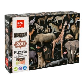 APLI edukativní puzzle – Ohrožená zvířata v&nbsp;savaně, 200 ks