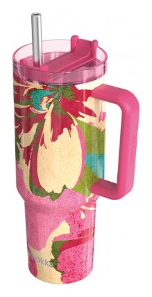 Nerezový termohrnek s brčkem Stream Pink Flambe 1200ml