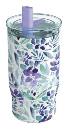 Nerezový termohrnek s brčkem Mist Violet Blooms 720ml