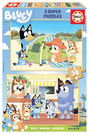 Dřevěné puzzle Bluey 2x50 dílků