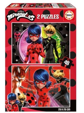 Puzzle Kouzelná Beruška a Černý kocour/2x48 dílků