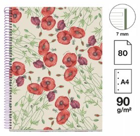 Poznámkový blok Entredos NB-1, A4, 90g, karton, 80 listů, linka - Papaver Rhoeda