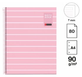 Poznámkový blok Between the Lines NB-1, A4, 90g, karton, 80 listů, linka, Pink