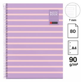 Poznámkový blok Between the Lines NB-1, A4, 90g, karton, 80 listů, linka, Mauve