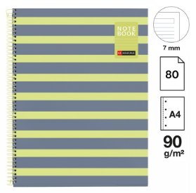 Poznámkový blok Between the Lines NB-1, A4, 90g, karton, 80 listů, linka, Lemon