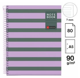 Poznámkový blok Between the Lines NB-1, A5, 90g, karton, 80 listů, linka, Ash