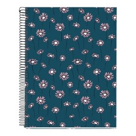 Poznámkový blok Blue Daisies, A4, 120 listů, karton, linkovaný