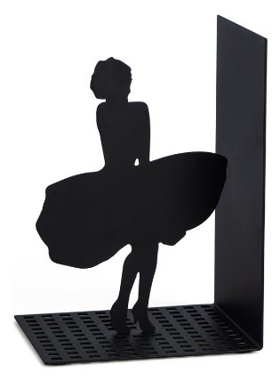 Zarážka na knihy, marilyn, černá barva, kov, 17x10x12