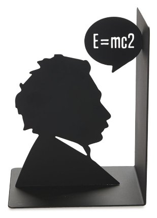 Zarážka na knihy, einstein, černá barva, kovové, 17x13x10