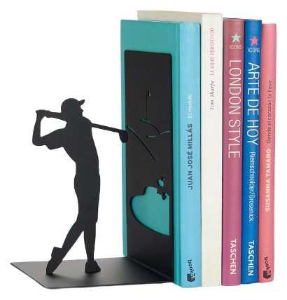 Zarážka na knihy, backswing, černá barva, kovové, 17x10x10