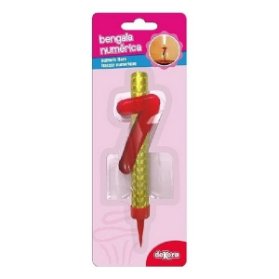 Dortová fontánka s číslicí 7 červená 12 cm