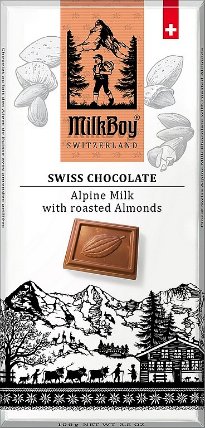 Milkboy swiss Mléčná čokoláda roasted almonds 100g