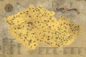 Stírací mapa Česko, zlatá Deluxe XXL e4
