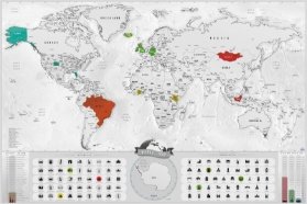 Stírací mapa světa - en, stříbrná Blanc XL e1