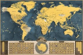 Stírací mapa světa - en, zlatá Coffee XL e1