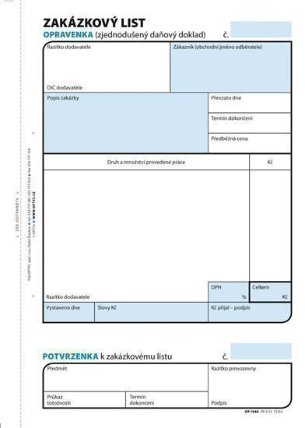 Zakázkový list, A5, opravenka, 100 listů