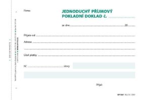 Příjmový doklad jednoduchý, A6, 100 listů