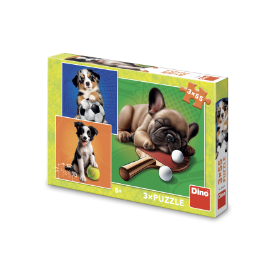 Puzzle Psí sportovci 3x55 dílků