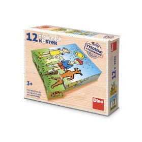 Dřevěné kostky Pejsek a kočička – 12 kostek