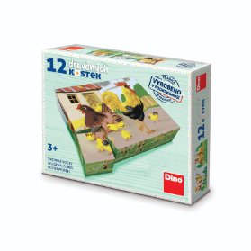 Domácí zvířátka retro - Dřevěné kostky 12 ks