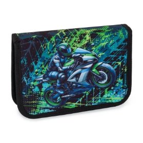 Bagmaster školní dvouchlopňový penál DOPI 25 B – motorka