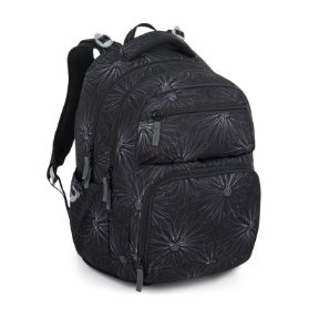 Bagmaster školní dvoukomorový batoh ZIPSTER 25 A – černý s bílými květy