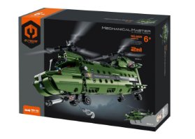 Stavebnice 2v1 vrtulník s mechanickým pohonem 393 dílků